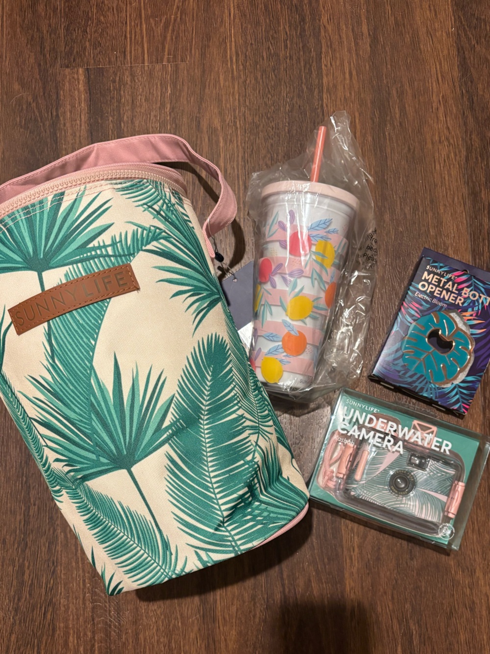 Sunnylife Palm-Print Cooler Bucket Bag Gift Set